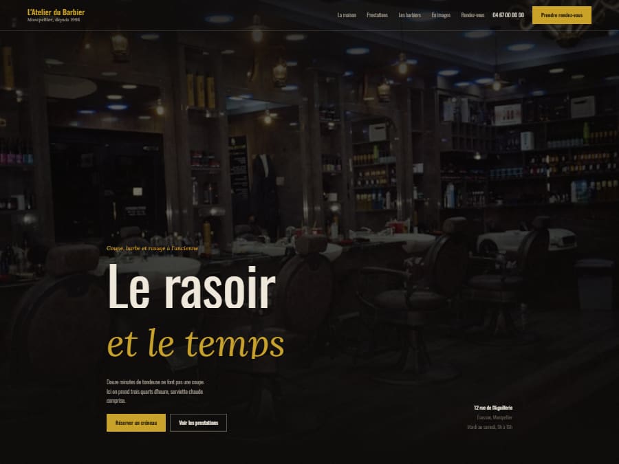 Site de démonstration pour un barbier à Montpellier