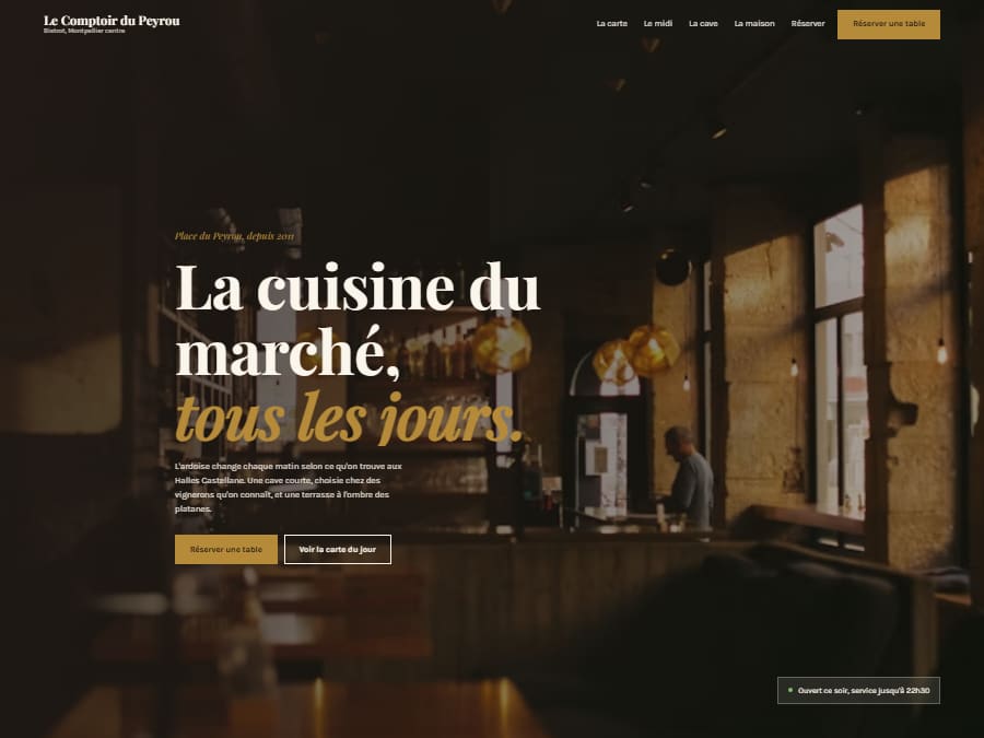 Site de démonstration pour un bistrot à Montpellier