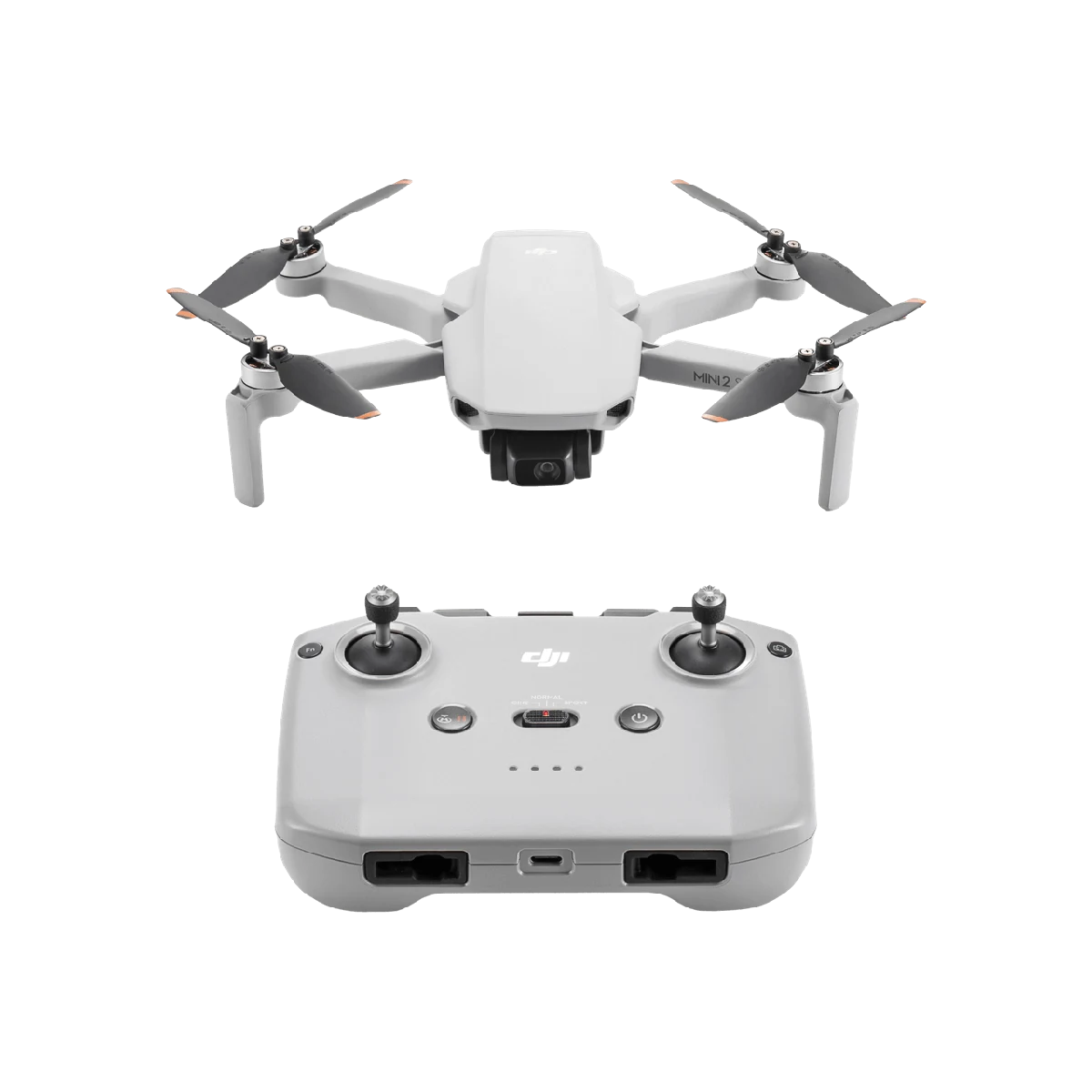 Drone DJI Mini 2 SE déplié, avec sa caméra stabilisée